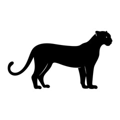 Majestic Black Panther Silhouette Elegant Wild Cat Profile View Powerful Feline Predator Icon Graphic Design
