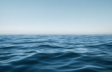 Fototapeta premium Calm blue ocean stretching to the horizon under a clear sky, capturing the vastness and tranquility of the sea in a serene, minimalist composition
