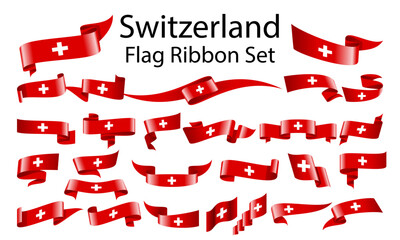 Switzerland ribbon flag set