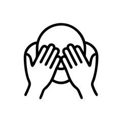 Obraz premium Hands Covering Face Emotion in Minimalist Icon Style 