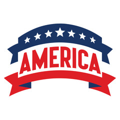 American Independence Day Banner, 4th of July USA banner vector on white background