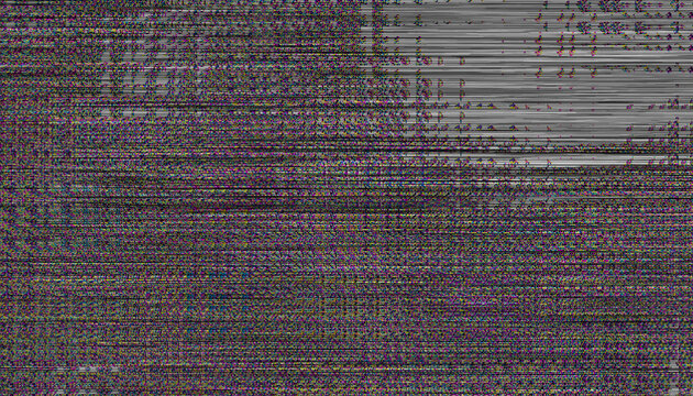 Glitch noise static television VFX. Visual video effects stripes background, CRT tv screen no signal glitch effect