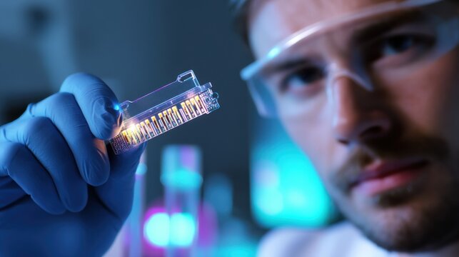 Close inspection reveals the future of medicine: Genetic sequencing and personalized treatment. - Powered by Adobe