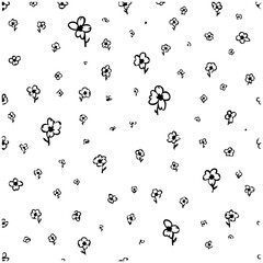 Floral Pattern in Hand Drawn Style with Flowers