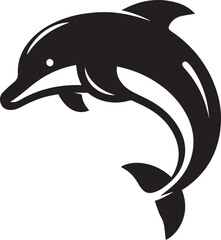 Dolphin silhouette vector art with white background
