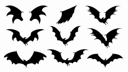  set of dragon wing silhouette vector