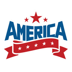 American Independence Day Banner, 4th of July USA banner vector on white background