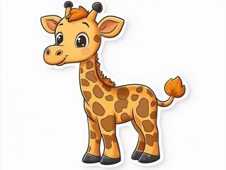 Cute Cartoon Giraffe Illustration: Playful and Colorful Animal Art for Children's Education and Design
