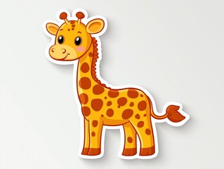 Fototapeta premium Cute Cartoon Giraffe Illustration – Adorable Stickers for Kids' Nursery