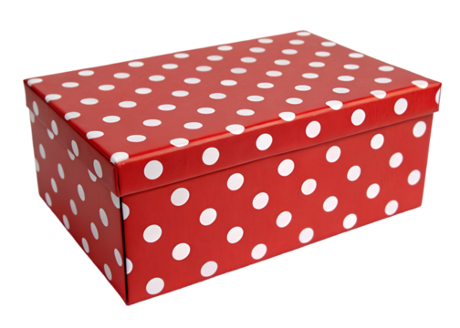 Red box with white polka dots isolated on transparent background Generative Ai.
- Powered by Adobe