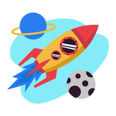 vector illustration of a rocket and science