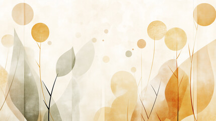 ナチュラルカラーの幻想的な植物シルエット