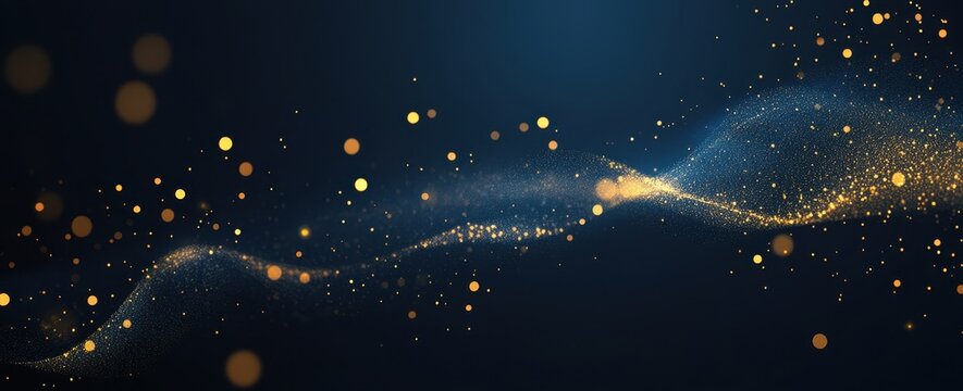 Golden Particles Flowing in Dark Blue Space