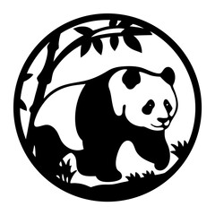 A Majestic Panda Bear in a Circular Bamboo Forest Design