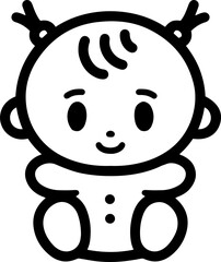 Obraz premium A cute baby character drawn in thick black lines. Vector illustration.