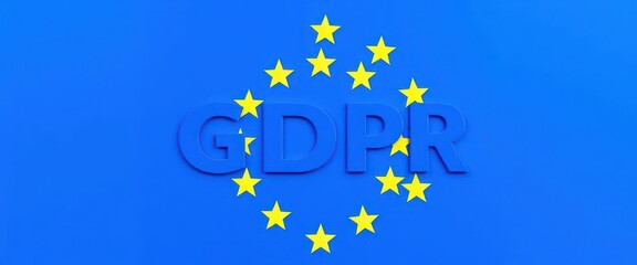GDPR acronym on blue background with yellow star circle, acronym, consent