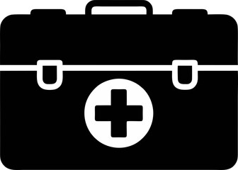 First Aid Kit Silhouette – Emergency Supply Icon in Flat Black
