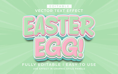 3D Editable Happy Easter Egg text effect graphic style template