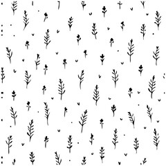 Delicate Floral Botanical Black and White Pattern
