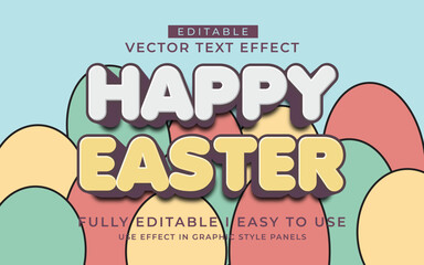 3D Editable Happy Easter Egg text effect graphic style template