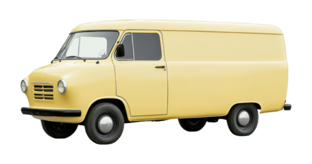 PNG Vintage cargo van car vehicle yellow style.