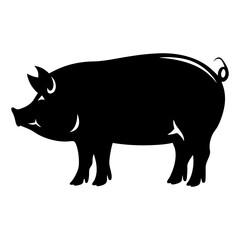 Black Silhouette of a Pig Farm Animal Livestock Illustration