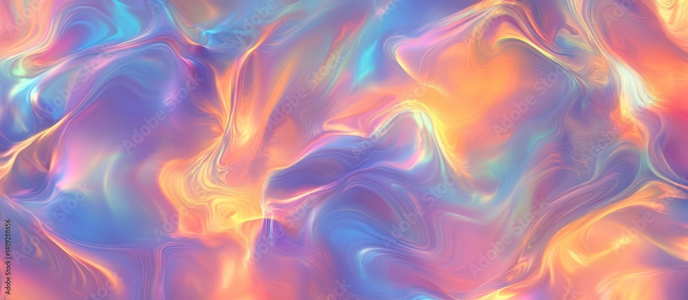 Poster abstract iridescent flow background with vibrant wavy multicolored surface