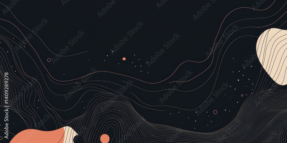 Poster abstract swirl: a minimalist design with abstract, flowing lines and organic shapes in earthy tones 