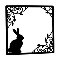 Elegant Black Silhouette Rabbit Easter Spring Decorative Frame Design