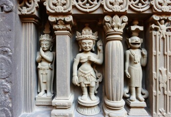 Obraz premium Intricate Balinese stone carving, Ubud, Bali Ancient detail, weathered texture, architecture, religious