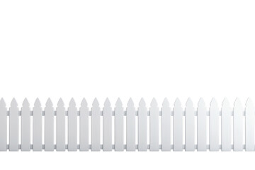 White picket fence on transparent background creating copy space