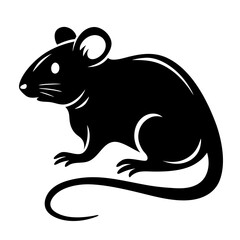 Stylized Black Silhouette of a Mouse Rat Rodent Animal Illustration Graphic Design