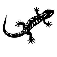Stylized Black Lizard Silhouette Illustration Graphic Design Artwork