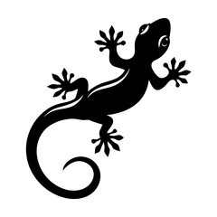 Stylized Black Gecko Lizard Silhouette Illustration Graphic Design
