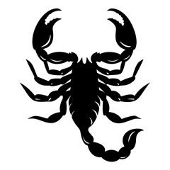 A Powerful Black Silhouette of a Scorpion with Detailed Claws and Tail
