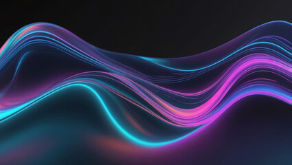 Abstract Holographic Neon Wave Iridescent Liquid Glass 3D Render