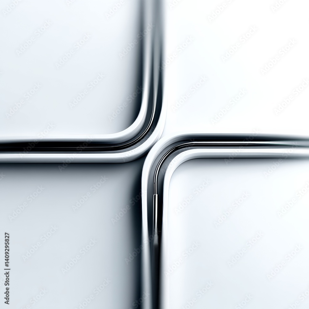 Aufkleber abstract intersections: minimalist close-up of glossy white and black surfaces forming a cross shape