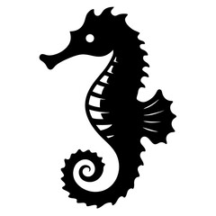 A Stunning Black Silhouette of a Seahorse Aquatic Animal