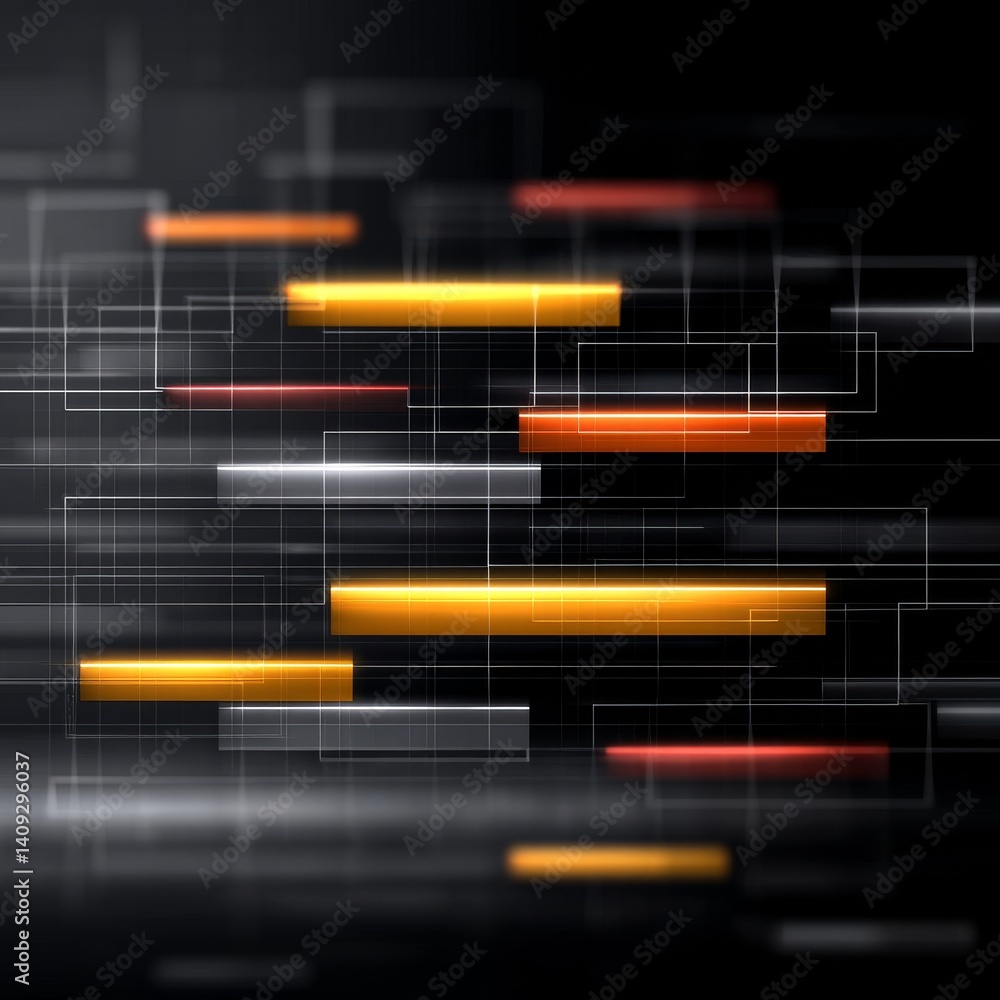 Aufkleber abstract technological backdrop with glowing lines and geometric shapes in dark tones