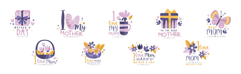 Fototapeta premium Best Mom Logo and Label Design Vector Set