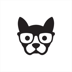 Dog Face Wearing Glasses Vector Illustration