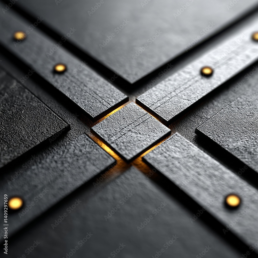 Aufkleber dark geometric structure with golden highlights: abstract modern design
