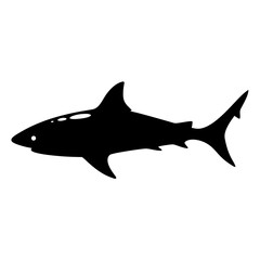 Black Silhouette of a Shark Swimming in the Ocean Depths