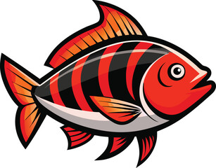 Obraz premium Aquatic vector fish illustration, cute sea animal