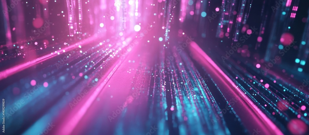 Aufkleber dynamic pink and blue data streams visual abstract, futuristic connection