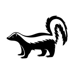 Striped Skunk Black and White Silhouette Illustration Graphic Design