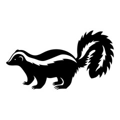 Striped Skunk Black and White Silhouette Illustration Graphic Design