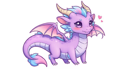 Fototapeta premium Cute pastel dragon digital illustration