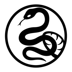 Obraz premium Stylized Black Snake Encircled in a Circle Graphic Design Element