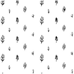 Delicate Botanical Sketches Repeat Seamless Pattern